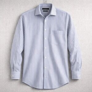 J Crew Mens Striped Long Sleeve Button Down Shirt Blue Green White Casual Size L